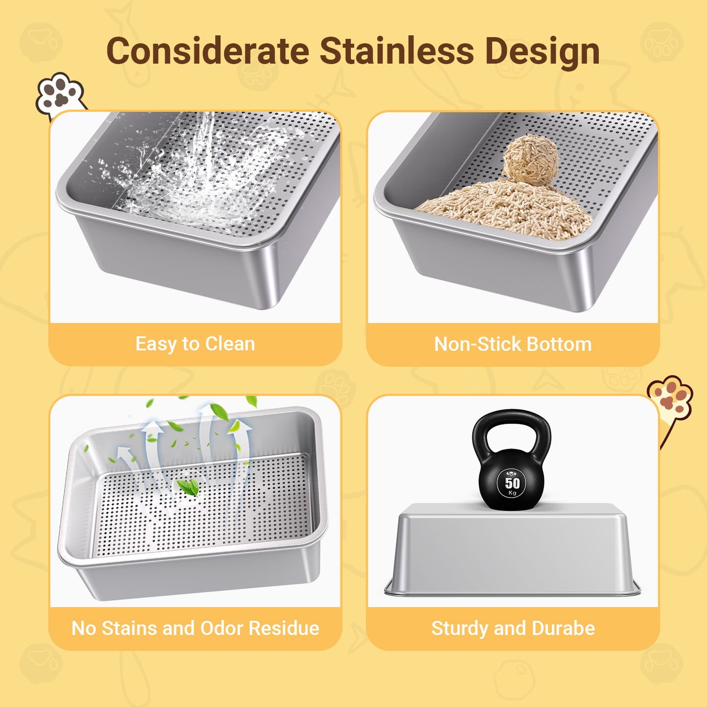 2*XL Stainless Steel Cat Litter Box Set