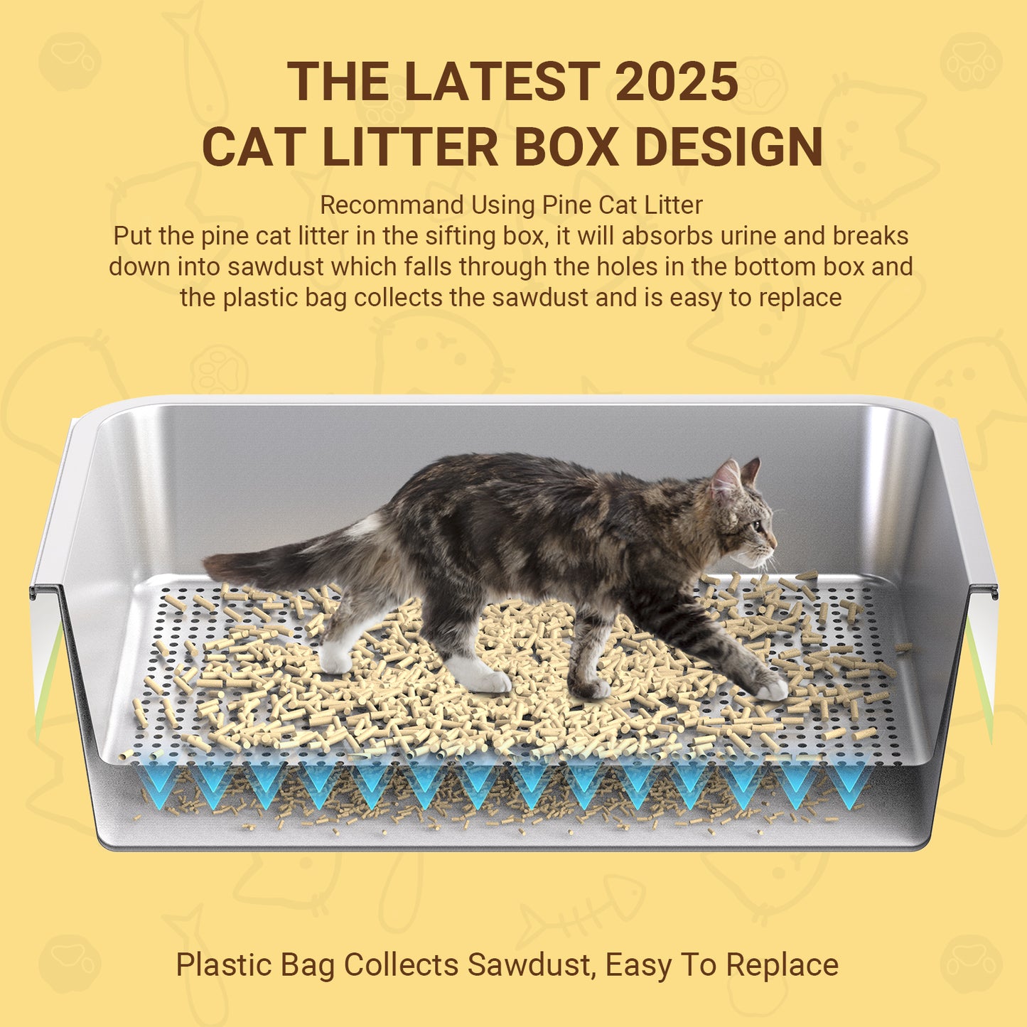2*XL Stainless Steel Cat Litter Box Set