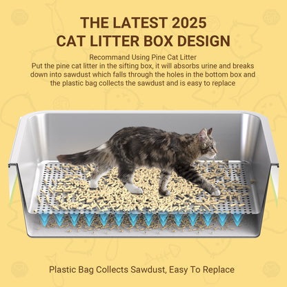 2*XL Stainless Steel Cat Litter Box Set